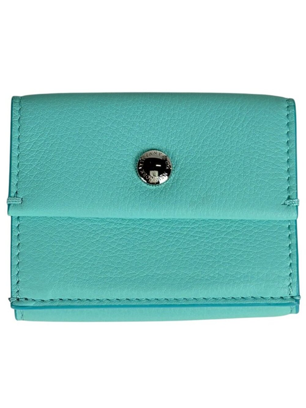 Tiffany & Co Trifold Wallet Compact Leather Blue